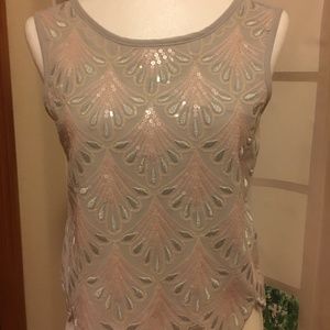 Gray/Blush Sequin Small Tank Top